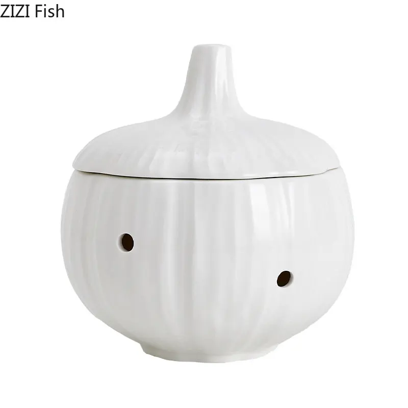 Onion Shape Ceramic Storage Box Cosmetic Jars Dressing Table Jewelry Boxes Storage Jar and Lid Creative Porcelain Candy Pots