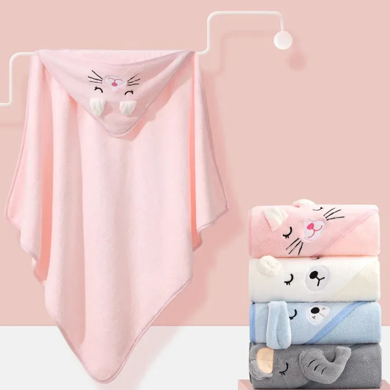 

80*80cm/ Cartoon Baby Bath Towel Body Hooded Polyester Fiber Baby Bathrobe Newborn Swaddling Girl and Boy Baby Blanket