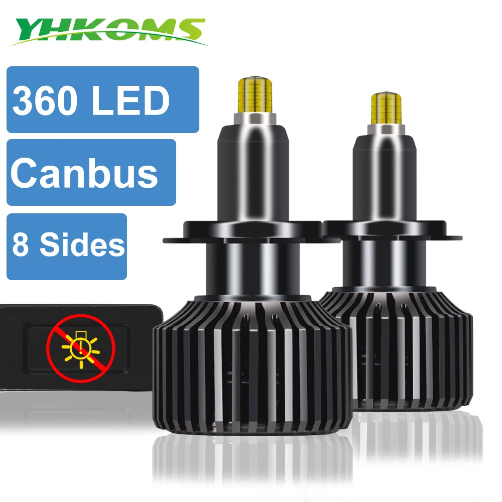 YHKOMS Canbus H4 LED H7 360 30000LM  Car Headlight H1 H8 H9 H11 9005 HB3 9006 HB4 9012 Auto Fog Light Bulbs Bi Led Projector