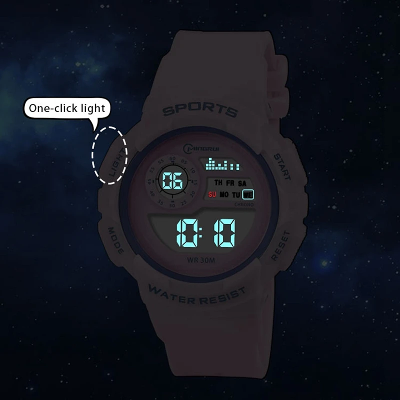 OHSEN Kids Sport Watches 30M Waterproof Pink Silicone Electronic Wristwatch Stopwatch Children Digital Watch For Boys Girls