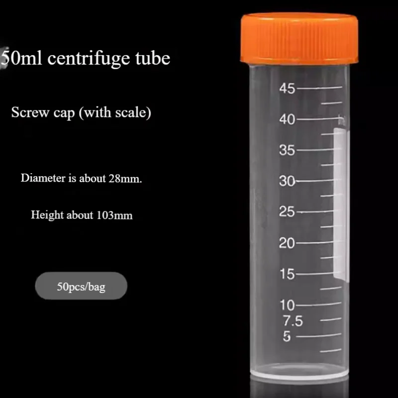

50 Pcs 50ml plastic centrifuge tube diameter 3cm screw flat bottom can stand cryopreservation tube