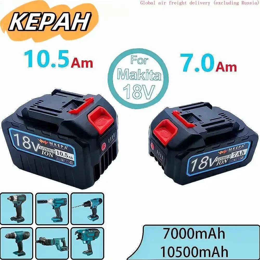 

MKEPA 18V 5S2P/5S3P 7.0Ah/10.5Ah high-power durable lithium battery and charger, suitable for Makita 18V/21V series power tools