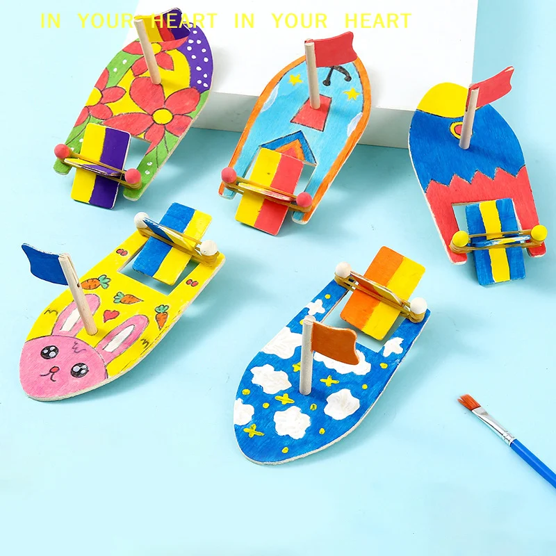 

Деревянная модель лодки ручной работы, парусник, игрушка для самостоятельной сборки, раскрашенная вручную, для детей, подарок на день рождения