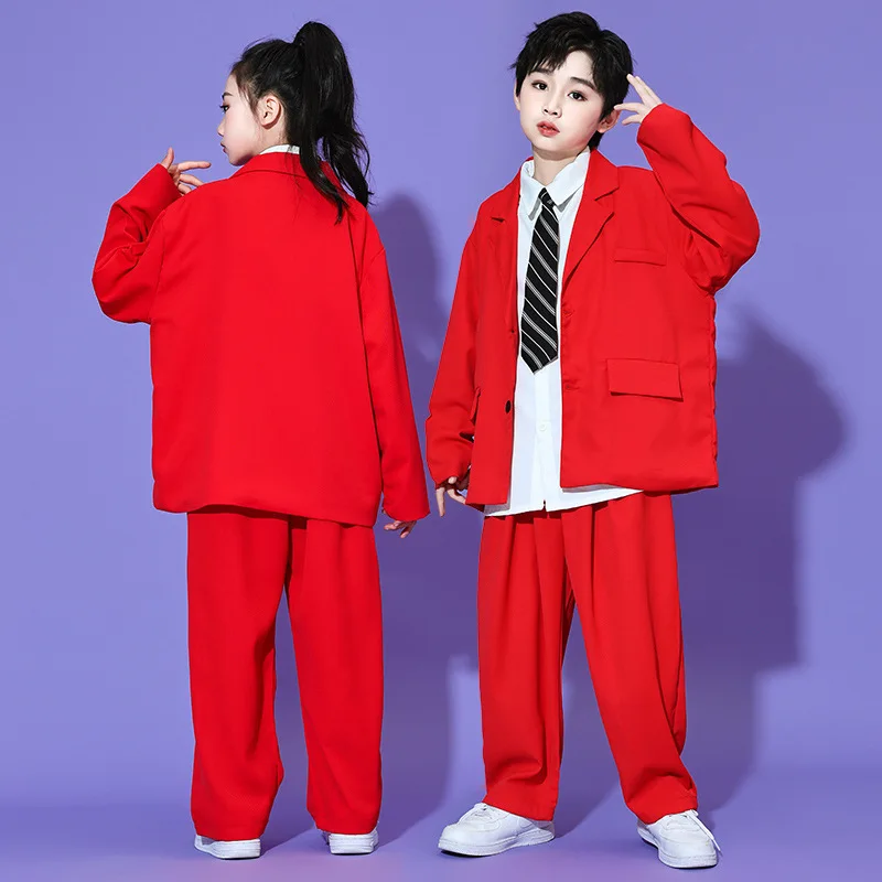 School Kids Hip Hop Dance Suit Group Uniform Blazer Set for Class Theme Performance Matching Team Costume for Flash Mobs Events