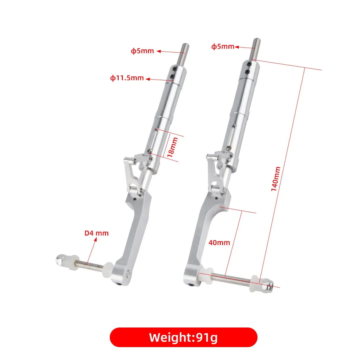 Train d'atterrissage absorbant les chocs en métal pour avion RC, jambe de force d'amortissement des vibrations en alliage d'aluminium CNC, convient aux pièces d'avion modèle Warbird