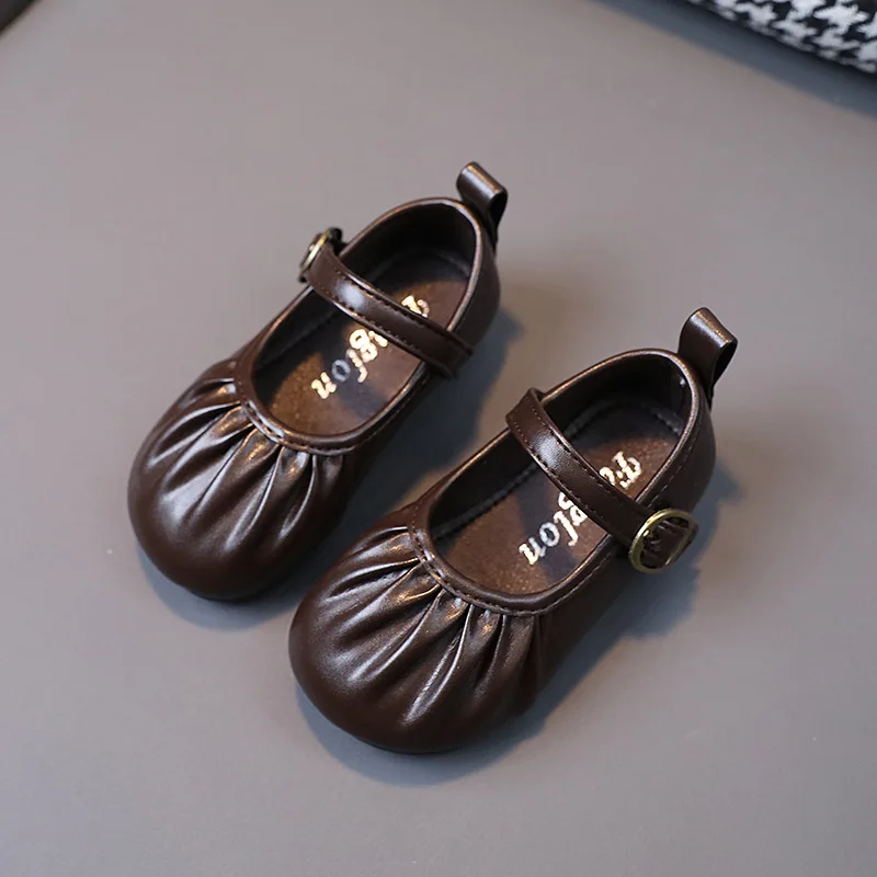 Baby Shoes 1-6 Years Old Non-slip Soft Soled Princess Shoes 2024 Spring Autumn New Single-shoe Small Leather Shoes Academy Style