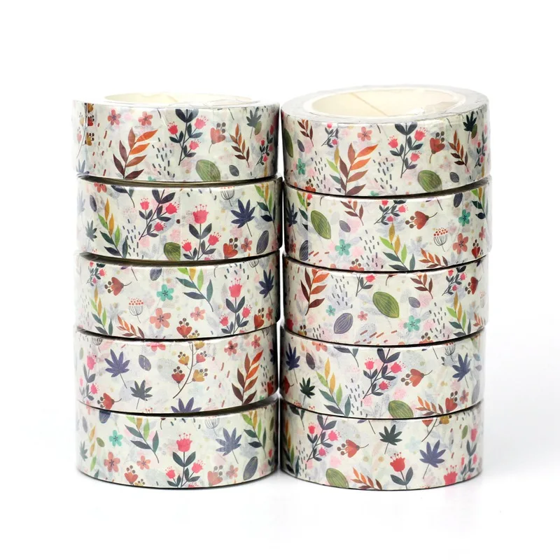 Wholesale 10PCS./Lot Decorative Beige Small Floral Leaves Japanese Washi Tapes for Craft Planner Masking Tape Cute Stationery