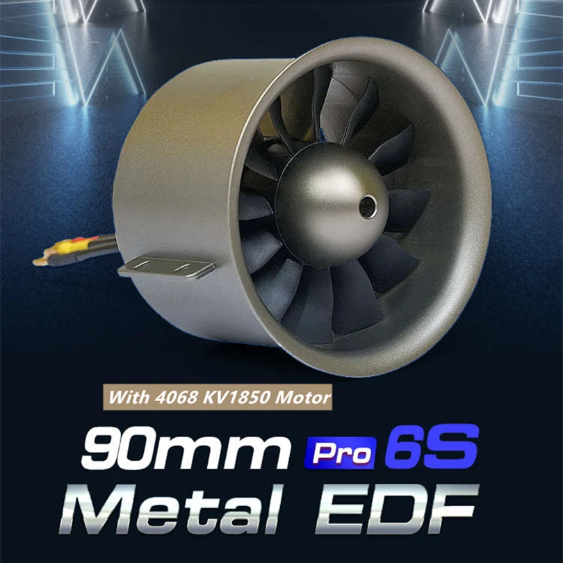 FMSRC 90mm 12 blade Metal Ducted Fan Jet EDF With 4068 KV1850 Motor (Optional) Engine Power System 6S RC Airplane Model Plane