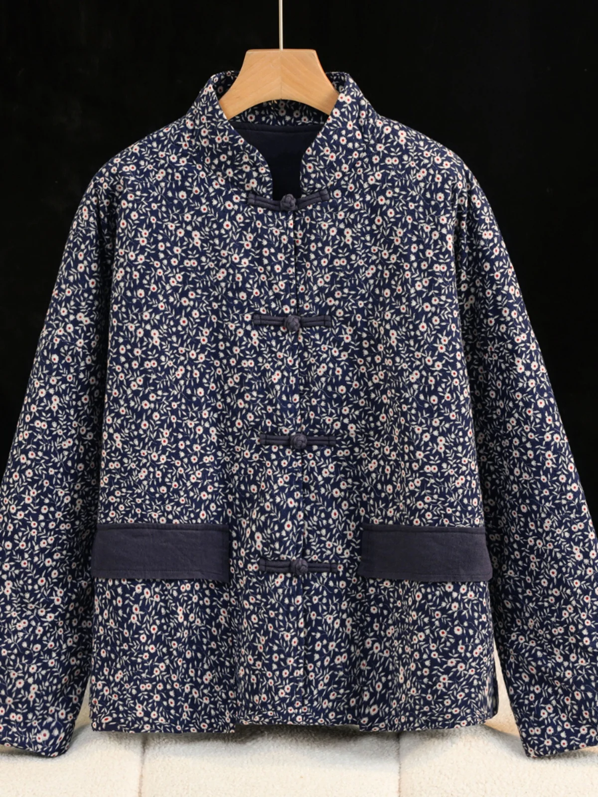 

Женское зимнее теплое хлопковое пальто с цветочным принтом Thiened, традиционное китайское национальное пальто на пуговицах, маленькая кроватка...