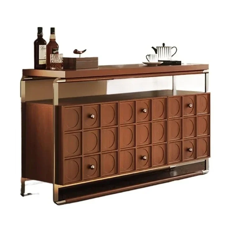 

retro annual ring solid wood dining side cabinet against the wall solid wood storage cabinet