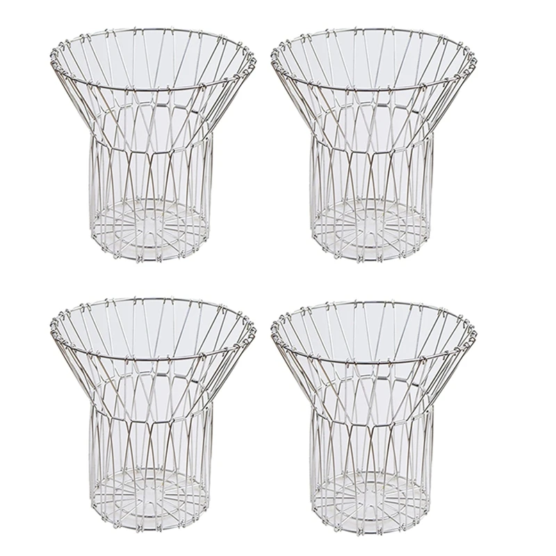 

4X Multifunctional Folding Stainless Steel Variety Fruit Basket Gadget Hollow Fruit Basket Storage Basket