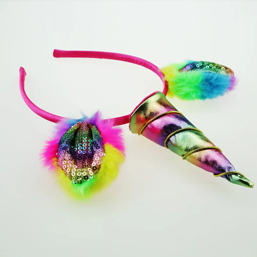 Unicorn Hair Hoop for Kids Comfortable Size Lightweight Non-Deformation Children Hair Bands Party Birthday Costume Accessories