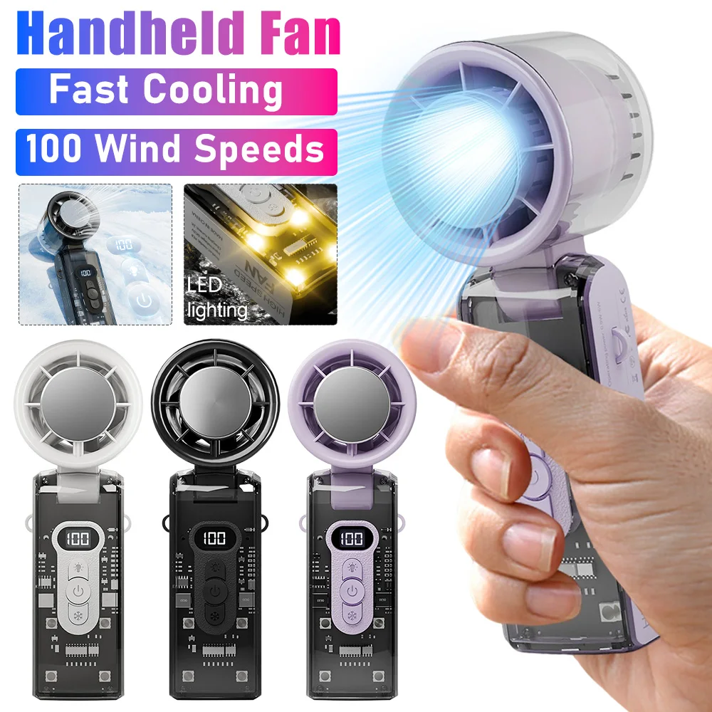 

Ручной вентилятор с быстрым охлаждением, портативный высокоскоростной электрический ручной вентилятор, 3600 мАч, перезаряжаемый, 100 скоростей, мини-турбовентилятор с воздушным охлаждением