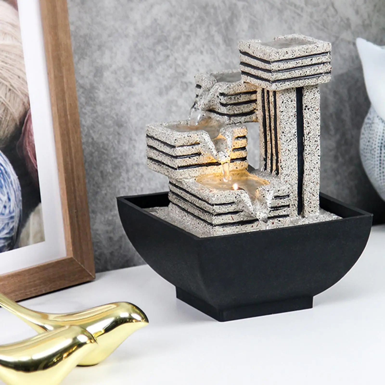 Indoor Water Fountain Waterfall Tabletop Fountains Indoor Outdoor Flowing Water for Housewarming Garden Decors Arts