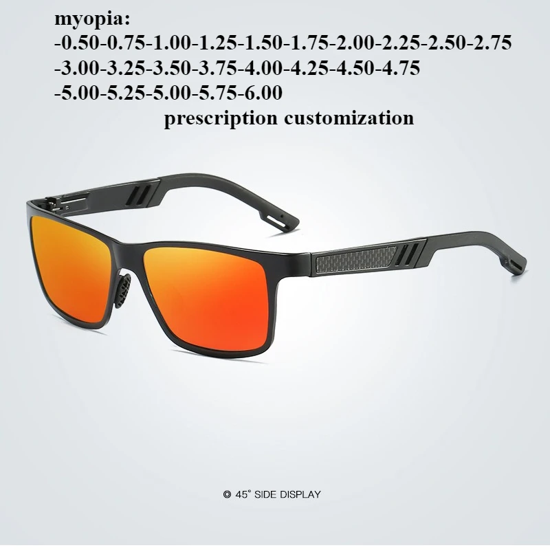 

58-17 Men's Aluminum Magnesium Polarized Sunglasses Colorful Mirror Myopia Prescription Customized Degree - 1.00-1 50-2.00