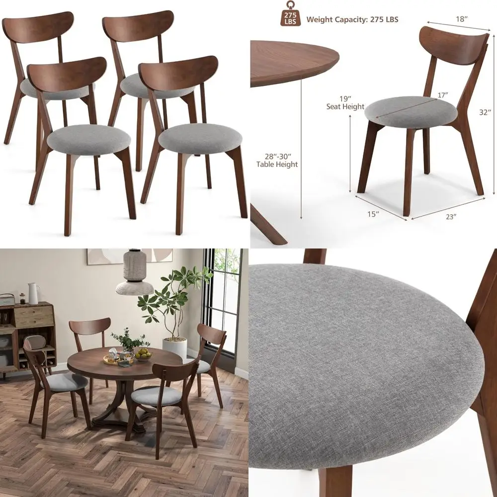 كراسي تناول الطعام الحديثة في منتصف القرن من Ergomaster: كراسي خشبية مطاطية منحنية الظهر للمنزل والمطبخ وغرفة الطعام (مجموعة)