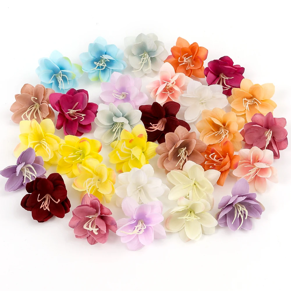 Artificial Flowers Head 5cm Silk Rose Fake Flowers For Home Decor Marriage Wedding Decoration DIY Bride Craft Wreath Accessories