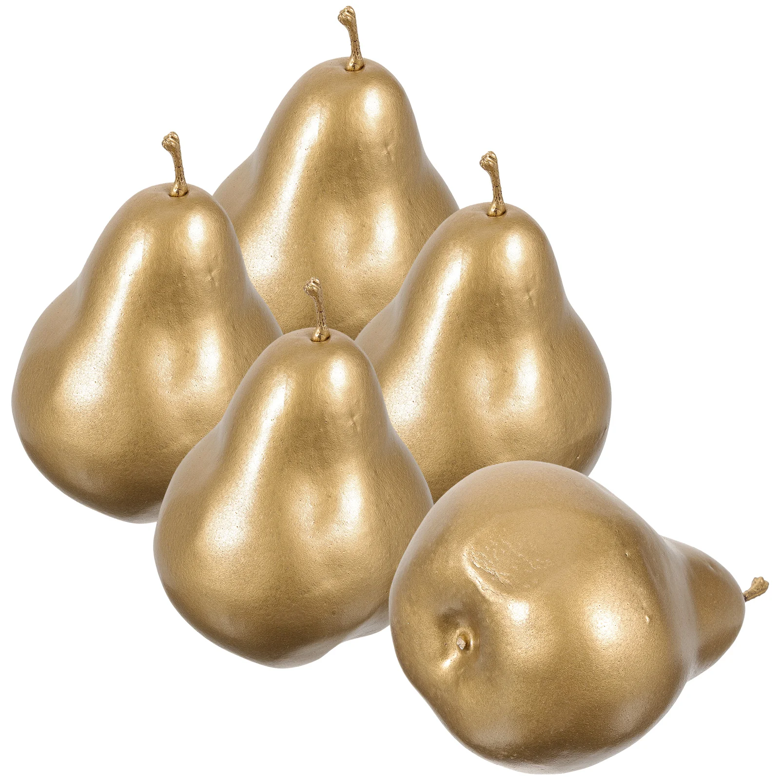 

5 Pcs Gold Simulation Pear Model Fruit Artificial Mini Pears Ldpe (high Pressure Polyethylene) Fruits