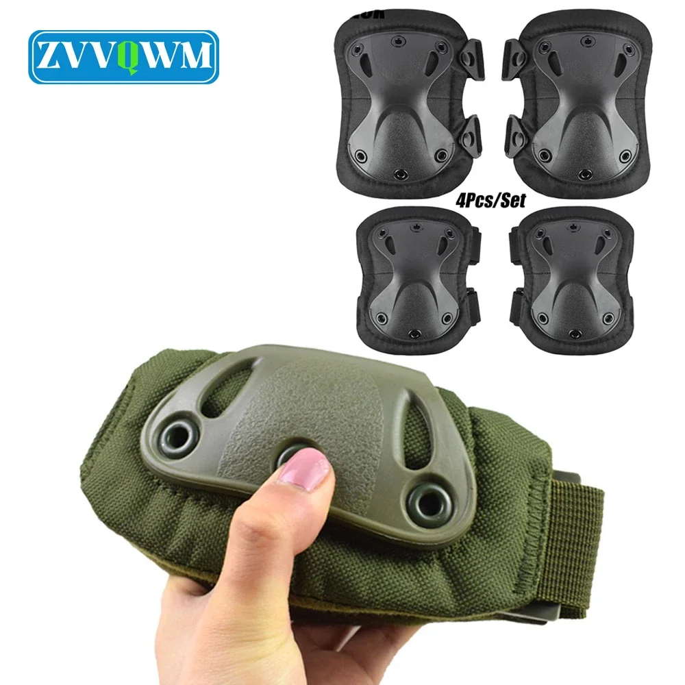 

4Pcs/Set protective gear Knee Elbow Pads Mountain Biking Women Men Paintball Knee Pad Motorcycle Cycling Elbow Protective Pads