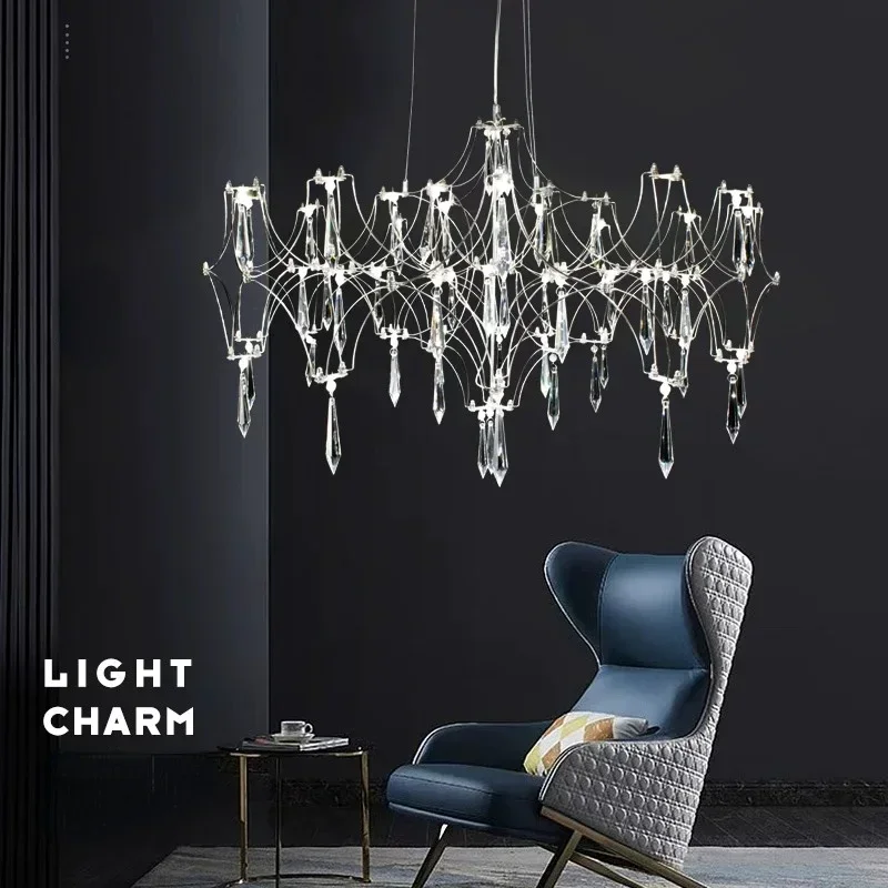 

Luxury Crystal Chandelier Modern LED Starry Crystal Chandelier For Villa Parlor Bedroom Living Room Firefly Ceiling Chandeliers