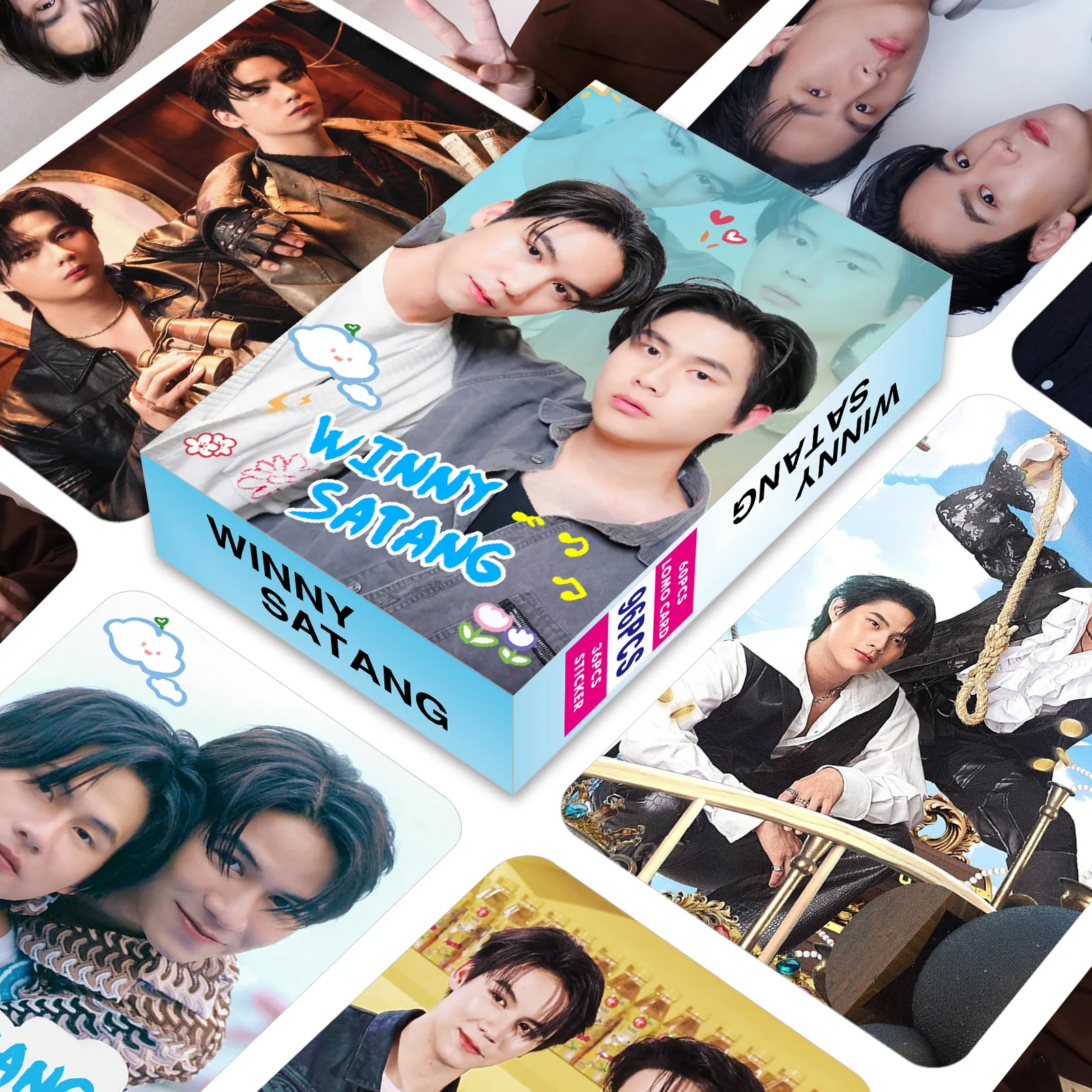 96 Pcs/Set HD Photocard Set of Thai Stars Winny & Satang from Drama CP with Bonus Stickers Laser Lomo Card Collection