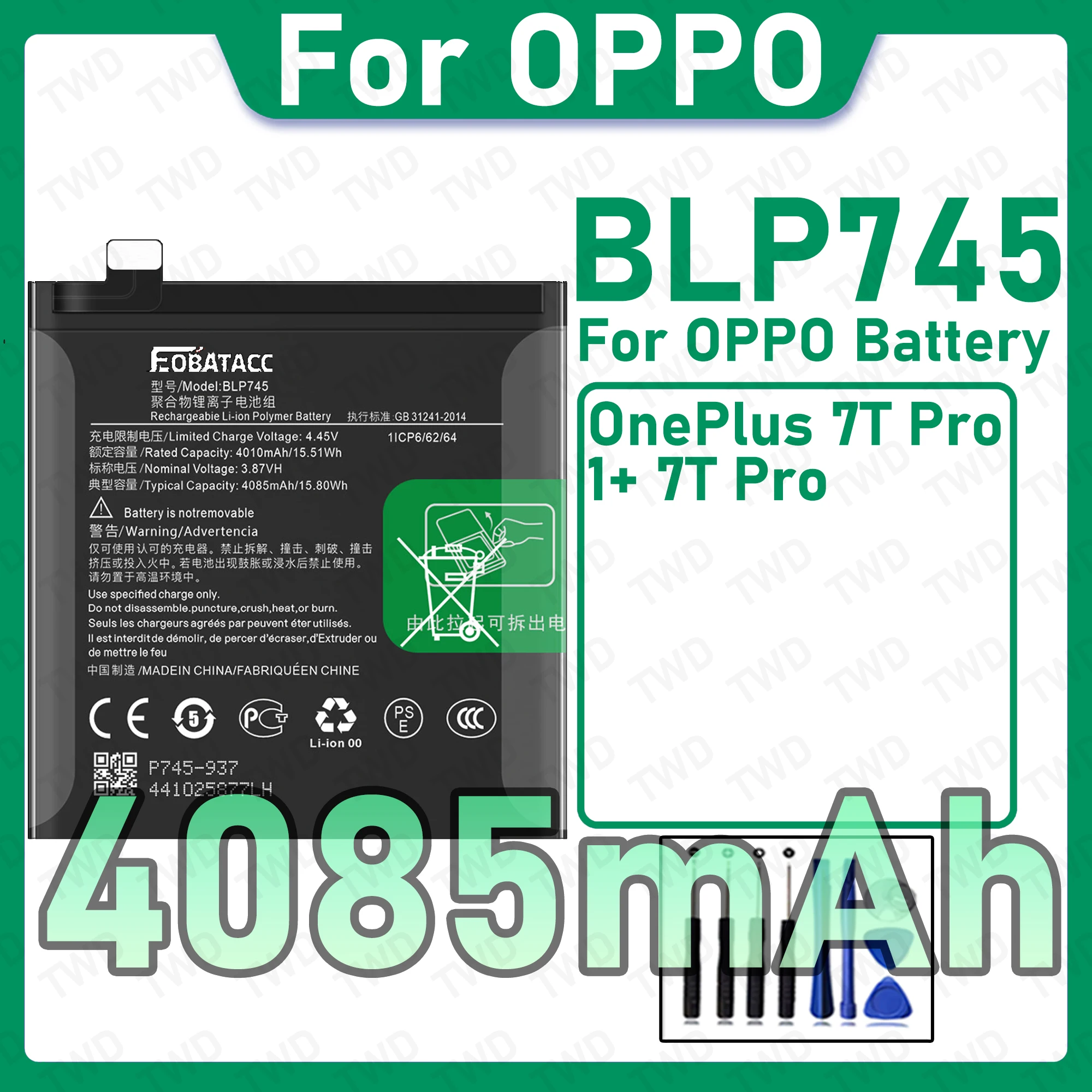 BLP745 Brand New High Capacity Rechargeable Li-ion Replacement Battery For OPPO OnePlus 7T Pro 1+ 7T Pro Bateria+Free Tools