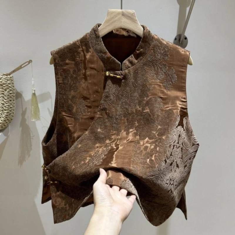 

Vests Coat Women Vest Coats Sleeveless Print Jackets Vintage Y2k Streetwear Work Casual Slim Fit Elegant Splice Jacket 2026