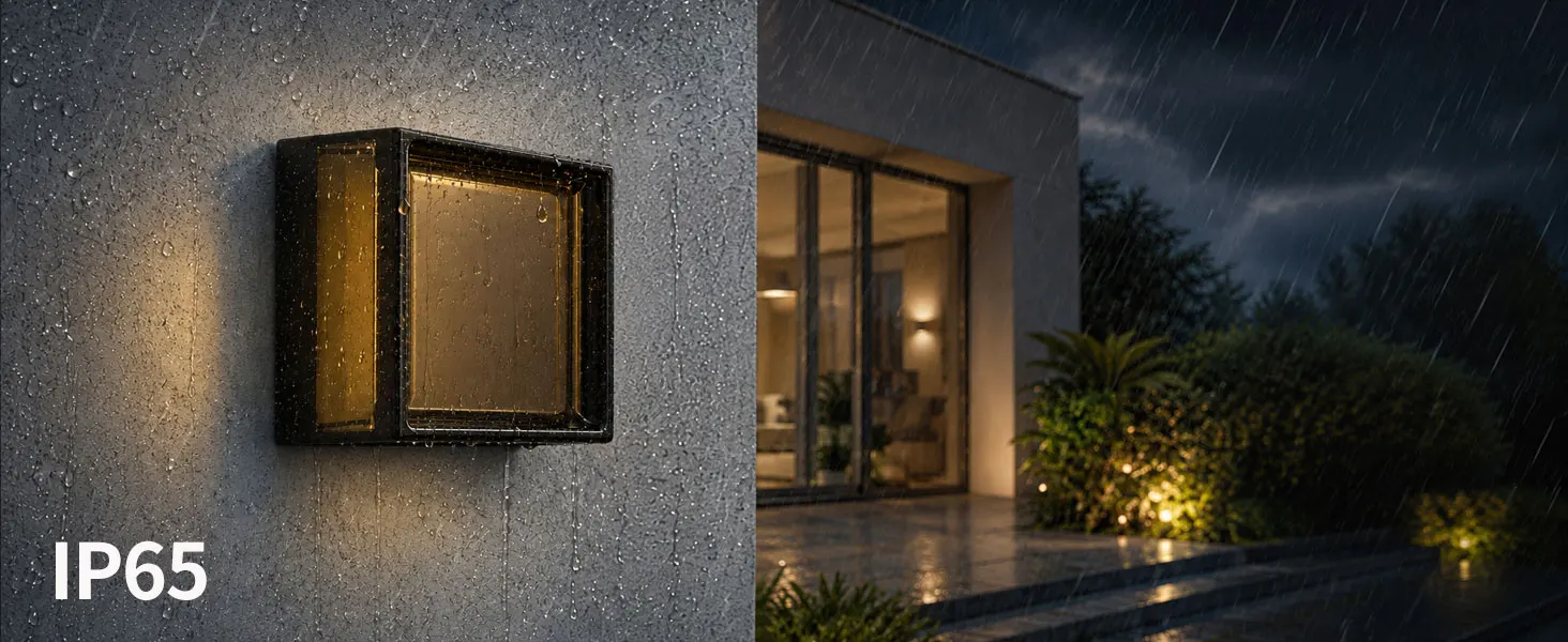 LVL Modern LED Wall Lamp 9W Small Round & Square Waterproof IP65 CCT Indoor/Outdoor Source Wall Sconces Smokey Grey Fixture