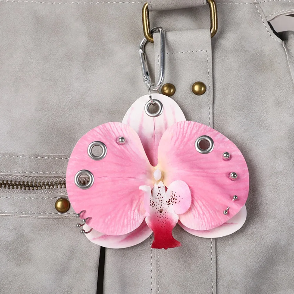 

Phone Charms Phalaenopsis Orchid Keychain Keyring Elegant Imitation Flower Pendant Cloth Fashion Bag Pendant Gift Jewelry