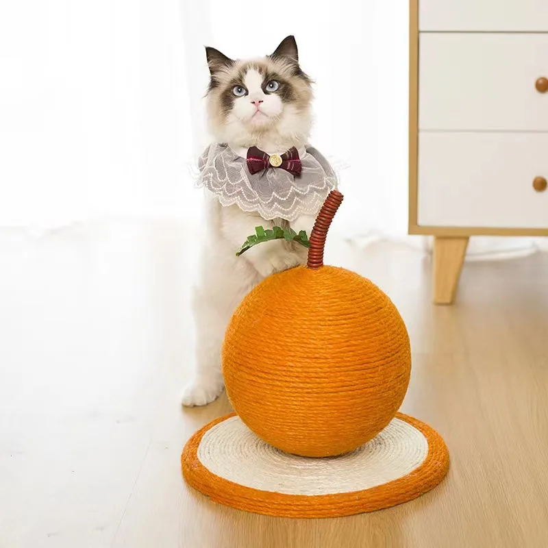 Cat Scratch Board Orange Sisal Standing Cat Paw Ball Relieve Boredom Grinding Claw Do Not Shed Chips