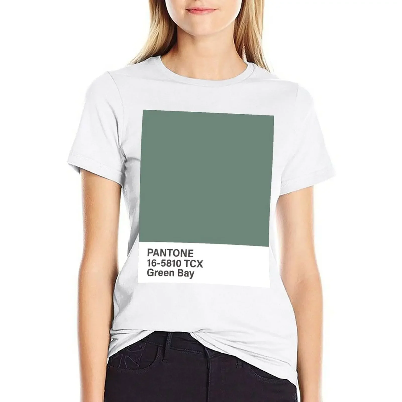 

pantone 16-5810 TCX Green Bay T-shirt korean fashion tees summer clothes luxury designer clothing Women