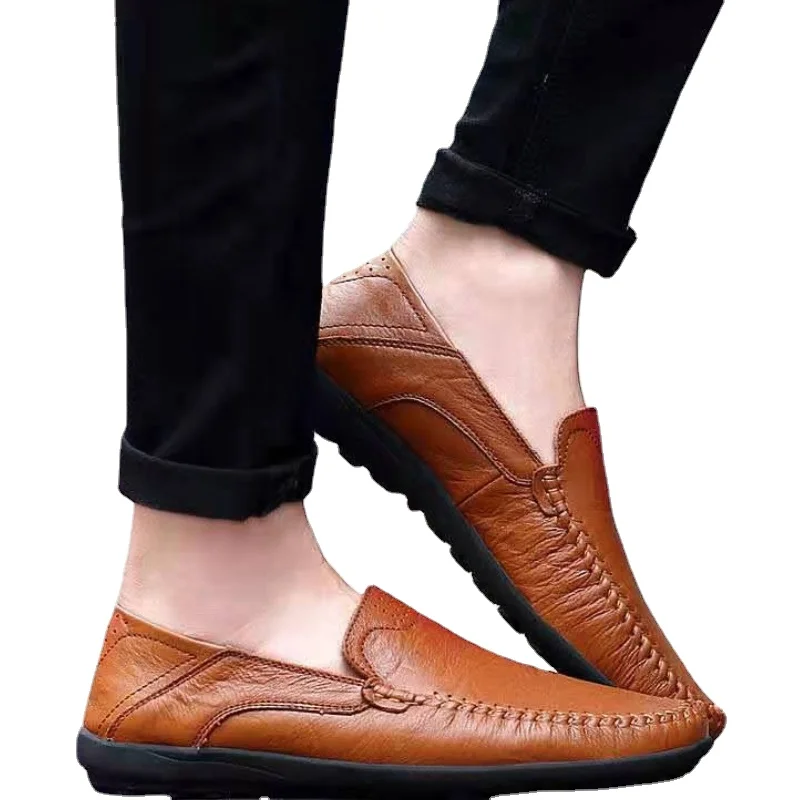 Shoes Men Leather Spring Loafers Slip on Business Casual Leather Shoes Classic Soft Moccasins Hombre Breathable Flats Shoes image 5