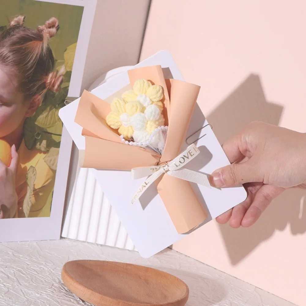 

Three-dimensional Flower Bouquets Cards with Cards Handmade Knitted Flower Bouquets Mini Flower Gift Flower Greeting Cards