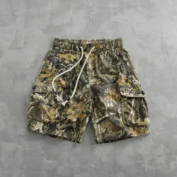 Vintage de spot camouflage cargo shorts men's loose straight leg summer new multi-pocket quarter pants casual pants trend