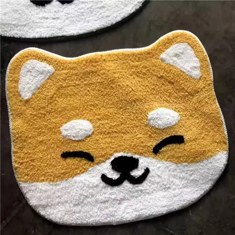 Cute design floor mat cartoon Shiba Inu Akita cat alien absorbent anti slip creative bedside blanket, home imitation velvet