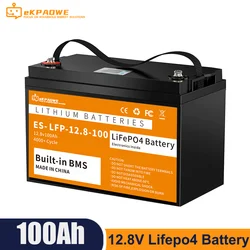 China Factory 12V 100Ah LiFePo4 batteria 24V Pack batterie al litio ferro fosfato BMS integrato per barca solare nessuna tassa 4000 + ciclo