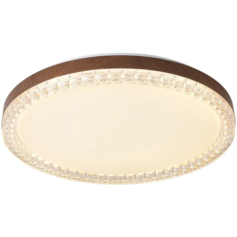 Modern Minimalist Retro Walnut Wood Grain LED Ceiling Light for Study Bedroom Living Room Dining Room Kitchen Decoration Lamps