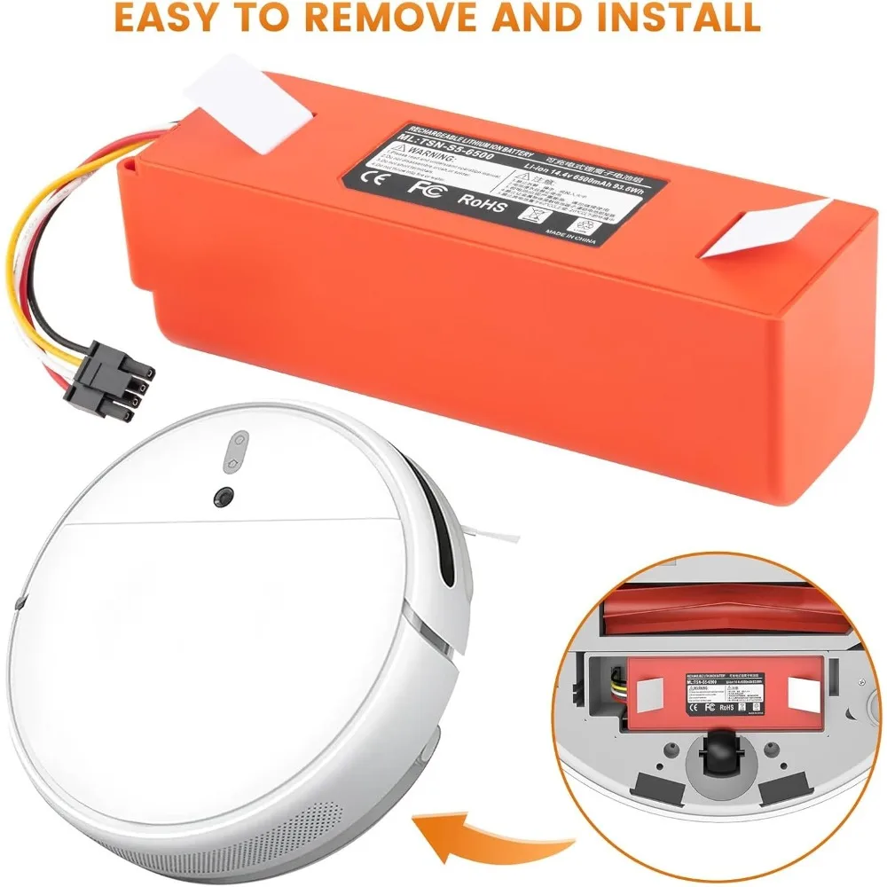 

6500mAh 14.4V Replacement Battery Compatible with Roborock S4 S5 S6 S7 Q5 Q7 Max for Xiaomi Mi Robot Vacuum Cleaner