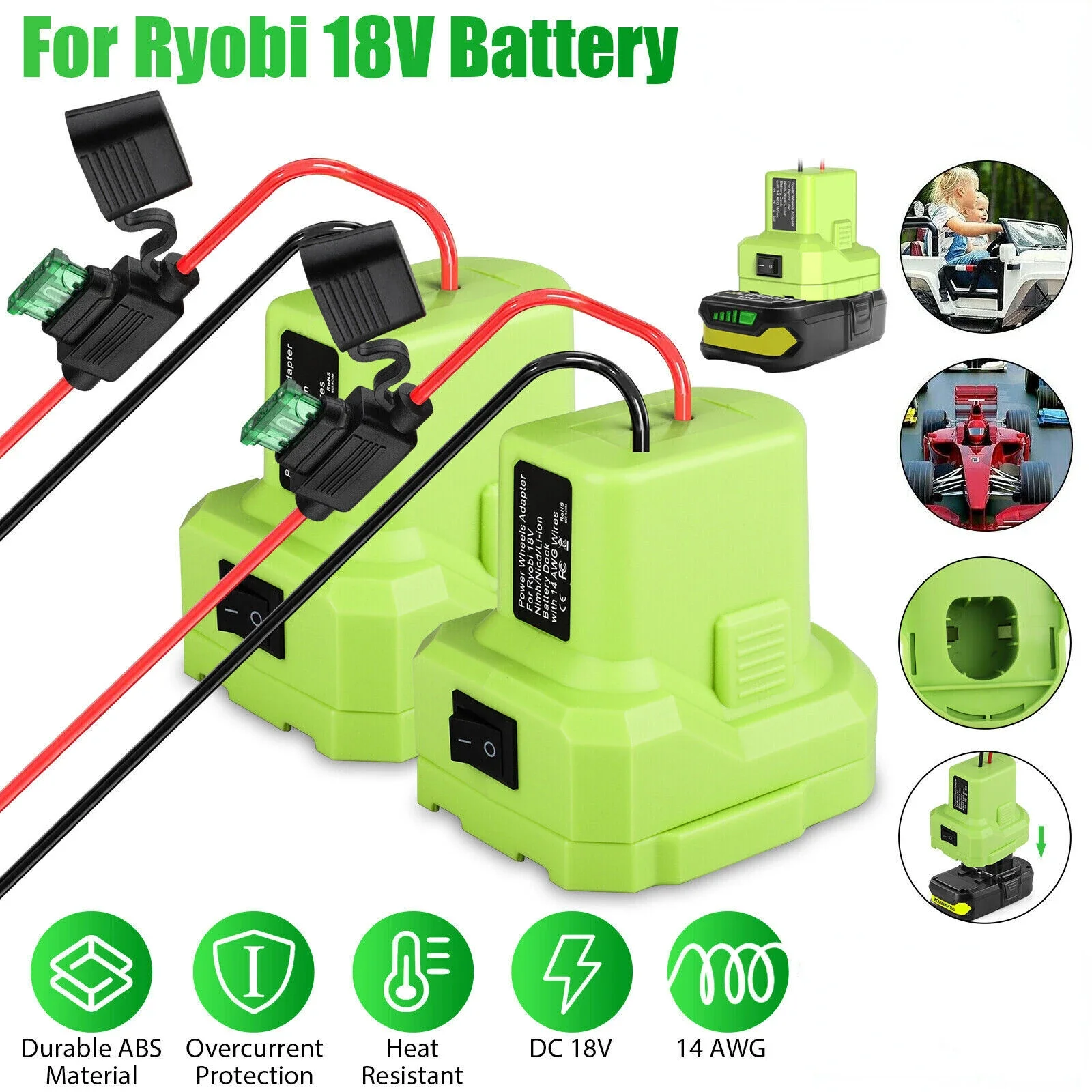 Adaptador de Rodas Elétricas para Ryobi 7.220v Lítio Ni-mh Bateria Doca Conector de Alimentação 14 Awg Faça Você Mesmo Adaptador Ferramentas P108 P107 P102