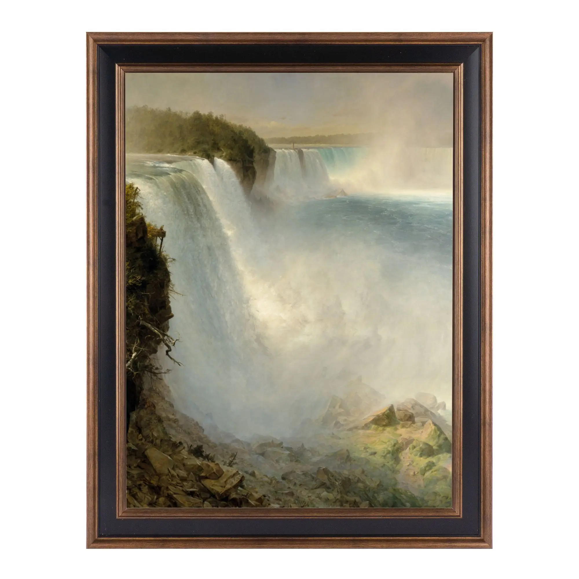 

Edwin Church Framed Vintage Canvas Wall Art - Hudson River School Landscape Painting Print, Vintage Nature Home Decor