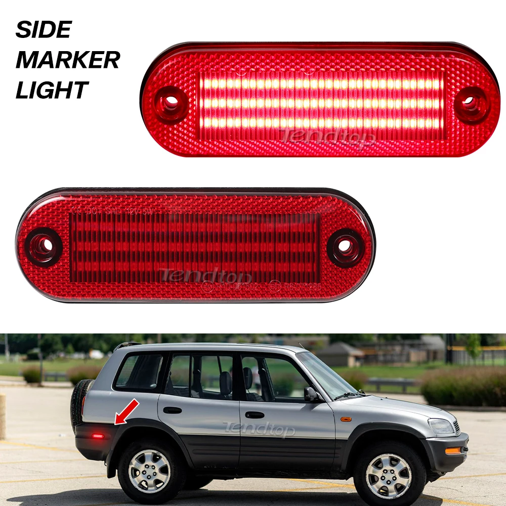 

2Pcs No Error Super Quality LED Reflector Side Marker Lights Red Rear Bumper Lamp For Toyota RAV4 RAV 4 1996 1997 1998 1999 2000