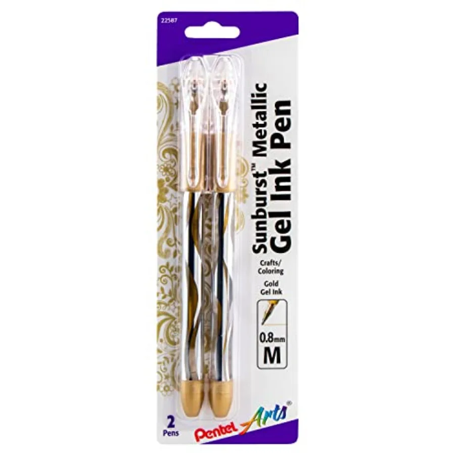 

Arts Sunburst Metallic Gel Pen, Medium Line, Permanent, Gold Ink, 2 Pack K908BP2X