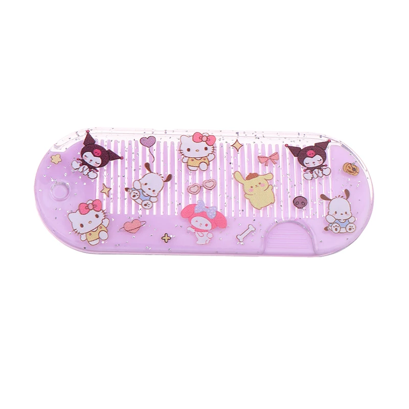 Fashion Sanrio Kuromi Comb Mirror Combination Kawaii Makeup Mirror Small Mirror Foldable Mini Comb Anime Gift Wholesale Melody