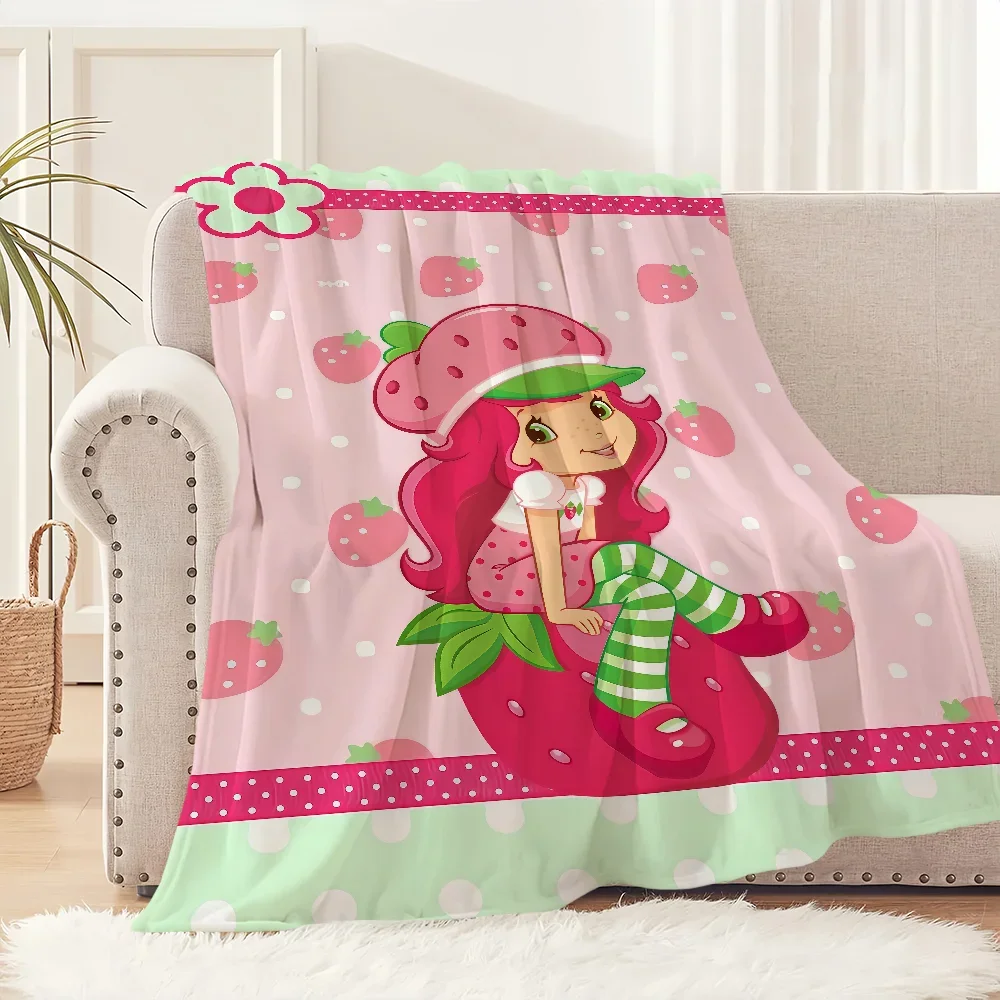 

Soft Warm Plush Cartoon Strawberry Throw Blanket for Sofa Living Room Office Bedroom Travel Gift Flannel