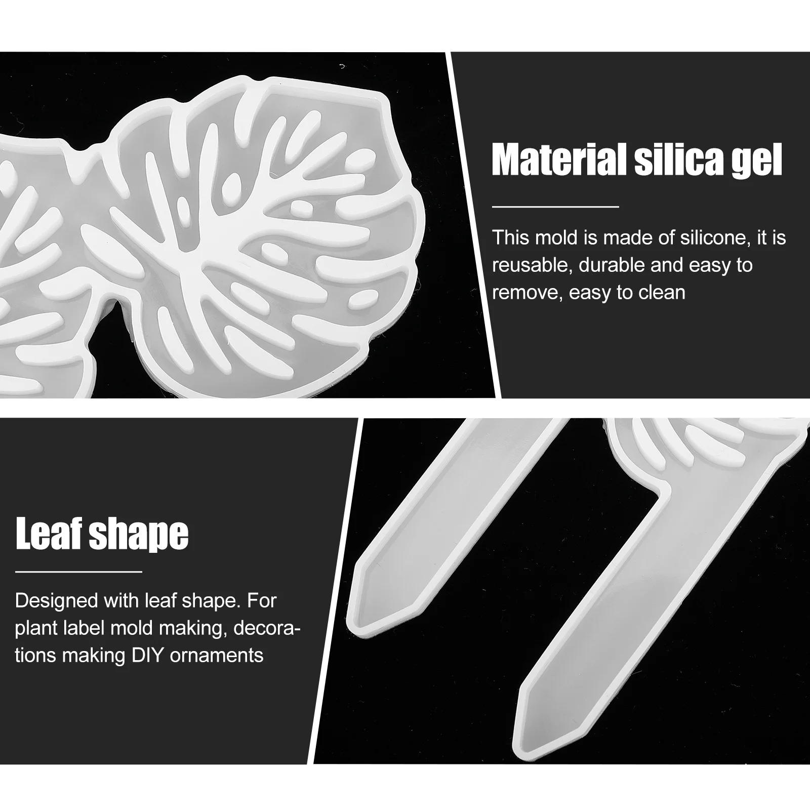 

Leaf Shape Plant Label Silicone Mold Reusable Durable Easy Clean DIY Epoxy Plant Sign Mold Epoxy DIY Label Making