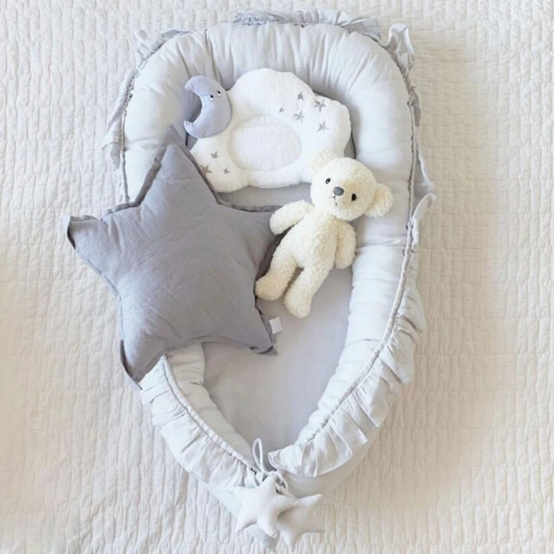 

Детский шезлонг, гнездо для новорожденных для легкого сна, люлька для малышей, хлопковая дышащая дорожная кровать, матрас, незаменимый для сна