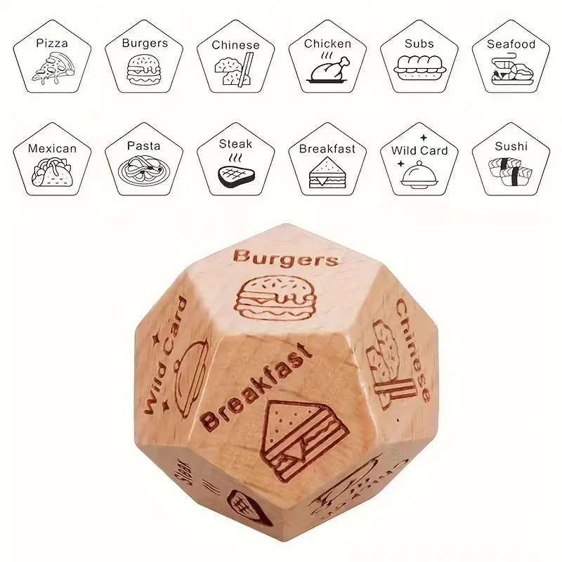 Food Decides Dice 12 Sides, Date Night Dice Couple Gift Ideas, Him and Her, Dinner Dice Decides, Cool Birthday Wedding