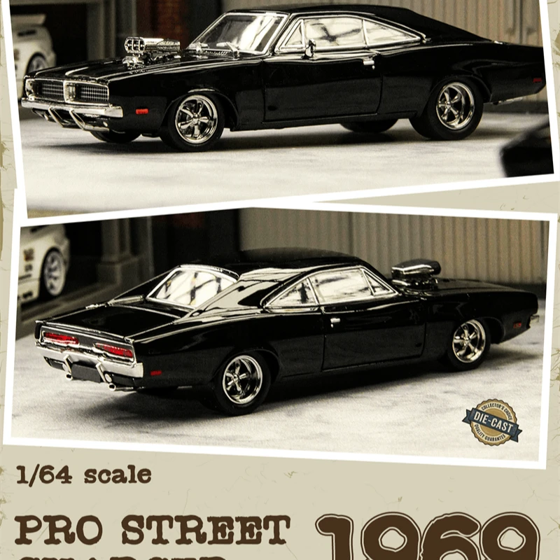 【予約販売】timemicro-x-psc-1-64-プロ・ストリート・チャージャー-1969-ブラック、ダイキャスト製モデルカー