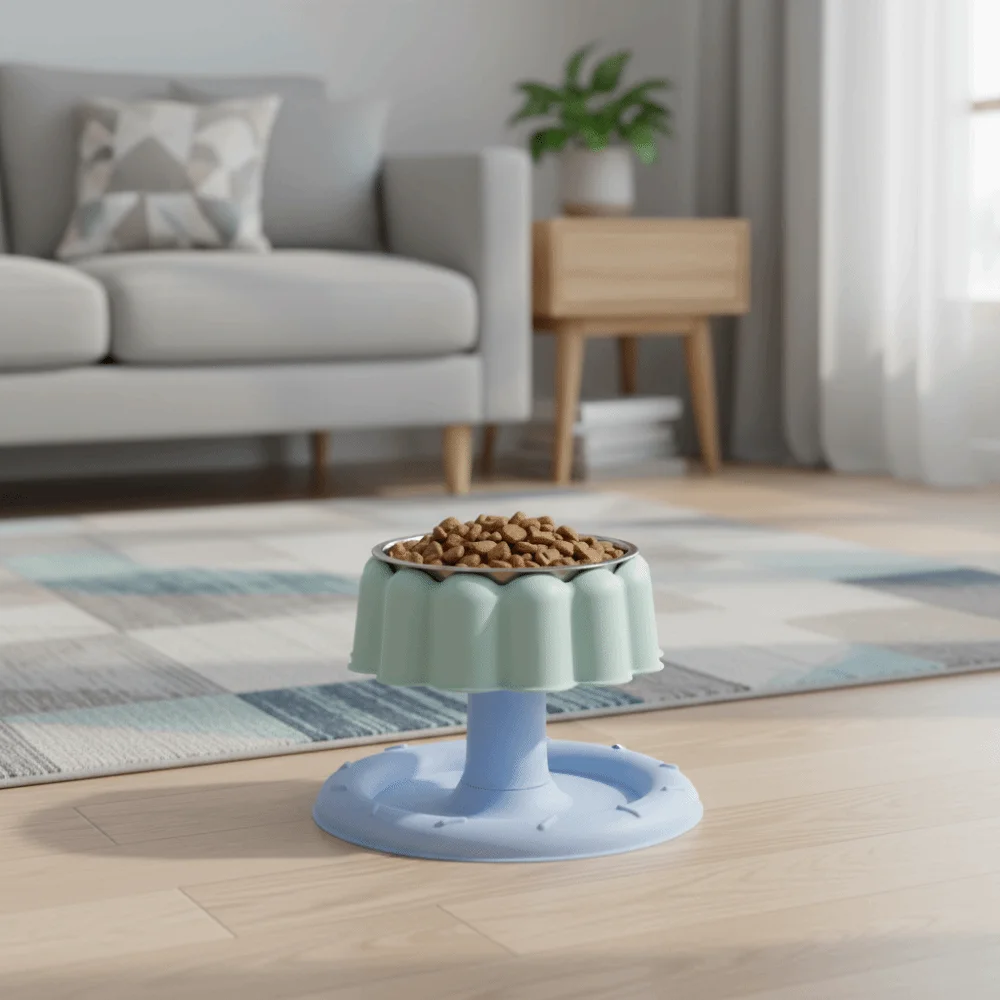 

Нескользящая основа, миска из нержавеющей стали для домашних животных, повышенный дизайн, форма торта, съемная миска для домашних животных, устойчивая мультяшная миска с защитой от царапин