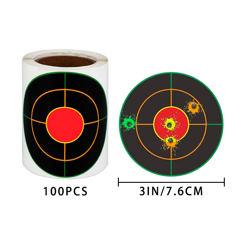 100 قطعة 3 بوصة ثلاثة ألوان سبلاش اطلاق النار الهدف ورقة اطلاق النار الهدف ورقة ممارسة الهدف ورقة سبلاش الهدف ورقة اطلاق النار الهدف لوازم التدريب ملصقات اطلاق النار الهدف